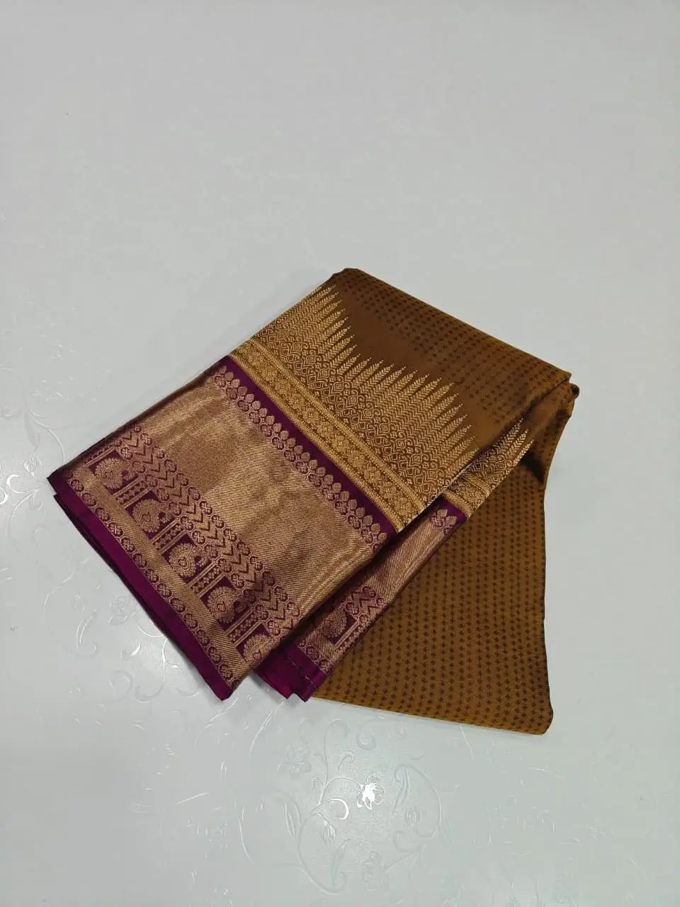 Bronze Gold Pure Kanchipuram Silk Saree
